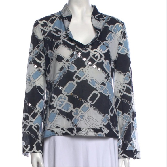 TORY BURCH Chains Sequins Long Sleeves Tunic Top.Size 4 - Picture 2 of 9